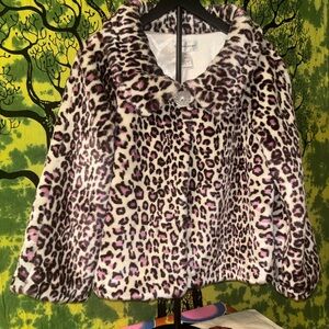 Newport News Animal Print Faux Fur Jacket
